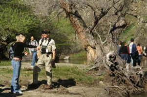 Club Member giving Trout in the Classroom student instruction on casting